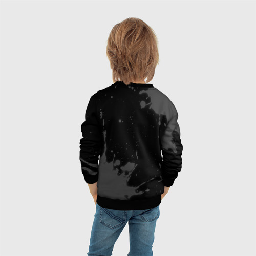 Детский свитшот 3D с принтом Roblox glitch на темном фоне: надпись, символ, вид сзади #2