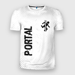 Portal glitch на светлом фоне: надпись, символ – Мужская футболка 3D Slim с принтом купить со скидкой в -9%