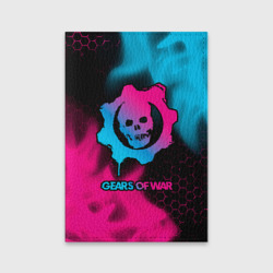 Обложка для паспорта матовая кожа Gears of War - neon gradient