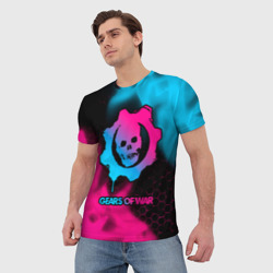 Мужская футболка 3D Gears of War - neon gradient - фото 2