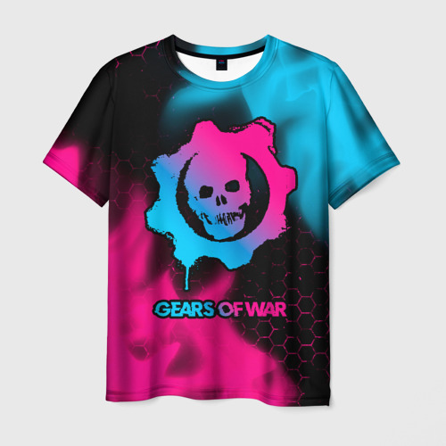 Мужская футболка 3D Gears of War - neon gradient, цвет 3D печать