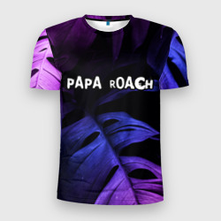 Мужская футболка 3D Slim Papa Roach neon monstera