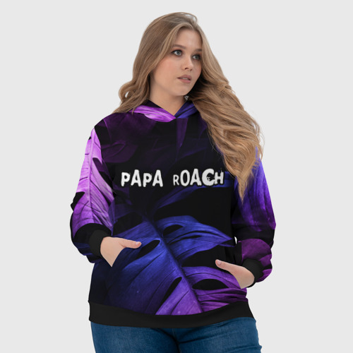 Женская толстовка 3D Papa Roach neon monstera, цвет 3D печать - фото 6