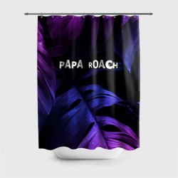 Штора 3D для ванной Papa Roach neon monstera