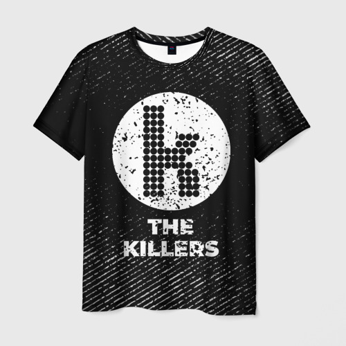 Мужская футболка с принтом The Killers с потертостями на темном фоне, вид спереди №1