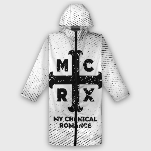 Мужской дождевик 3D My Chemical Romance с потертостями на светлом фоне, цвет белый