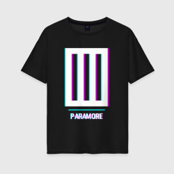 Женская футболка хлопок Oversize Paramore glitch rock