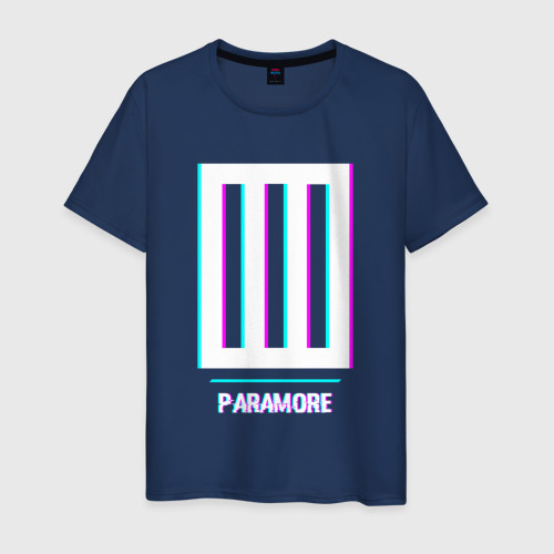 Мужская футболка из хлопка с принтом Paramore glitch rock, вид спереди №1