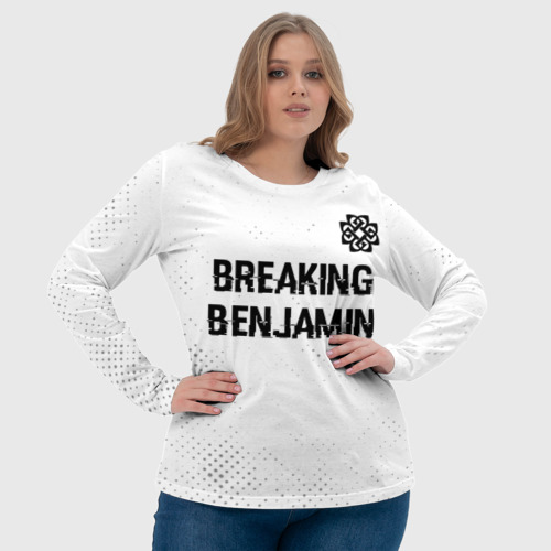 Женский лонгслив 3D с принтом Breaking Benjamin glitch на светлом фоне: символ сверху, фото #4