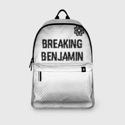 Рюкзак с принтом Breaking Benjamin glitch на светлом фоне: символ сверху для любого человека, вид спереди №3. Цвет основы: белый