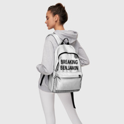 Рюкзак с принтом Breaking Benjamin glitch на светлом фоне: символ сверху для любого человека, вид спереди №4. Цвет основы: белый