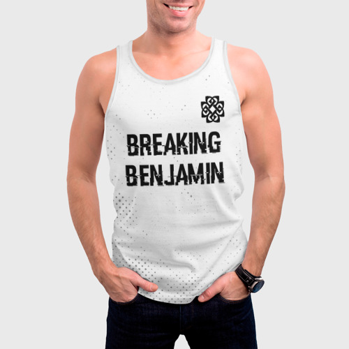 Мужская майка 3D Breaking Benjamin glitch на светлом фоне: символ сверху, цвет 3D печать - фото 3