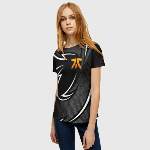 Женская футболка 3D с принтом Fnatic - white line, фото на моделе #1