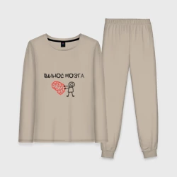 Женская пижама с лонгсливом хлопок Вынос мозга со стикменем