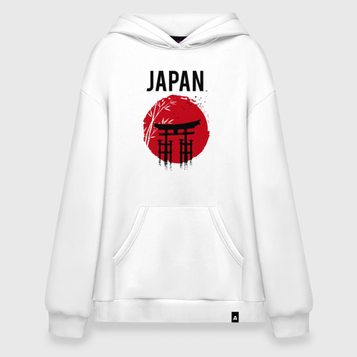 Худи SuperOversize хлопок Japan red sun, цвет белый