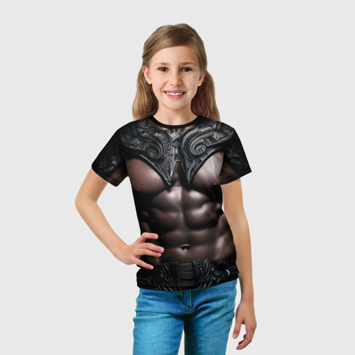 Детская футболка 3D Африканец в черных доспехах, цвет 3D печать - фото 5