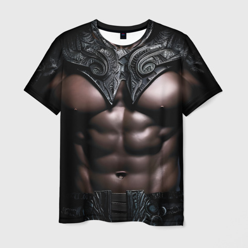 Мужская футболка 3D Африканец в черных доспехах, цвет 3D печать