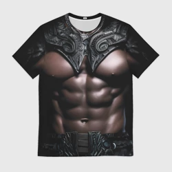 Мужская футболка 3D Африканец в черных доспехах