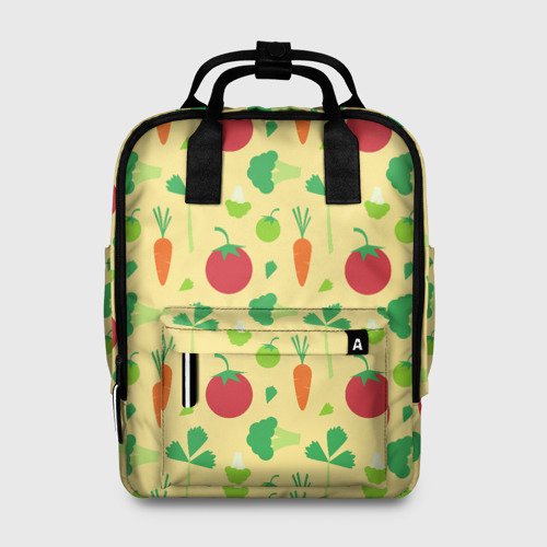 Женский рюкзак 3D с принтом Овощной рацион, вид спереди #2