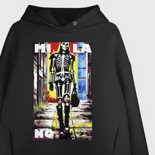 Женское худи Oversize хлопок Milano - crazy model - pop art, цвет черный - фото 3