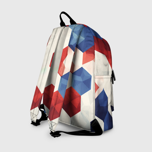 Рюкзак 3D с принтом Белые синие красные  плиты, вид сзади #1