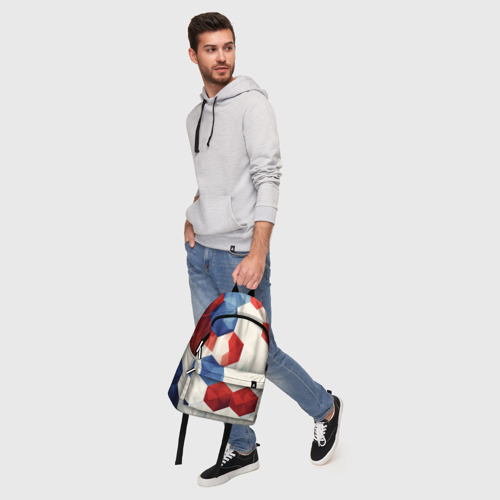 Рюкзак 3D с принтом Белые синие красные  плиты, фото #5