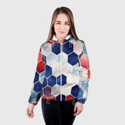 Женская куртка 3D Плиты белые синие красные - фото 2
