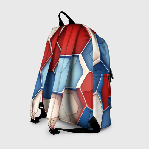 Рюкзак 3D с принтом Большие белые синие красные плиты, вид сзади #1