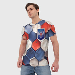 Мужская футболка 3D Объемные плиты флаг России - фото 2