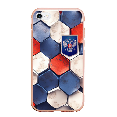 Чехол для iPhone 6/6S Plus матовый с принтом Объемные плиты флаг России, вид спереди #2