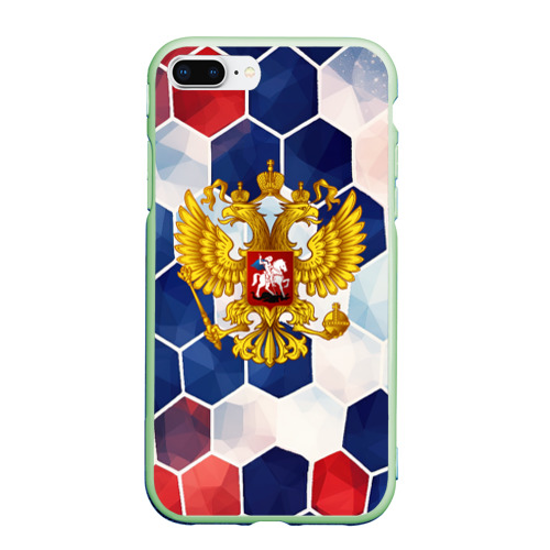 Чехол для iPhone 7Plus/8 Plus матовый с принтом Герб России объемные плиты, вид спереди #2