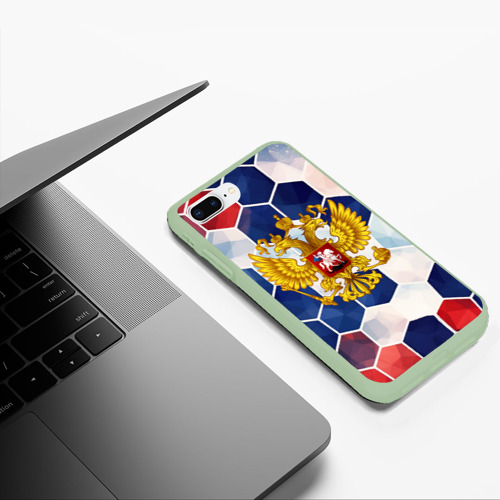 Чехол для iPhone 7Plus/8 Plus матовый с принтом Герб России объемные плиты, фото #5