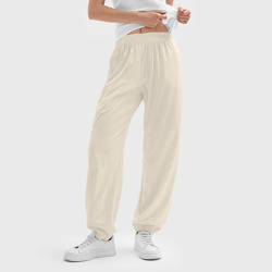 Женские джоггеры оверсайз 3D Однотонный бежевый без рисунка - фото 2