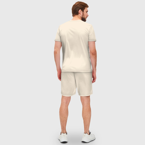 Мужской костюм с шортами 3D Однотонный бежевый без рисунка, цвет 3D печать - фото 4
