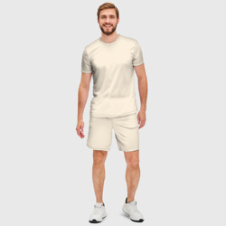 Мужской костюм с шортами 3D Однотонный бежевый без рисунка - фото 2