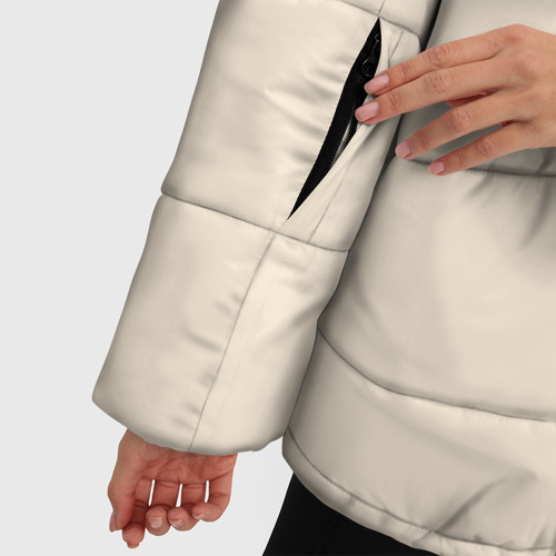 Женская зимняя куртка Oversize Однотонный бежевый без рисунка, цвет черный - фото 6