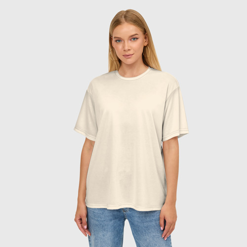 Женская футболка oversize 3D Однотонный бежевый без рисунка, цвет 3D печать - фото 3