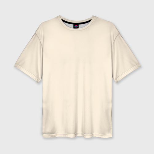 Женская футболка oversize 3D Однотонный бежевый без рисунка, цвет 3D печать