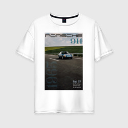 Женская футболка хлопок Oversize Обложка журнала Porsche 911