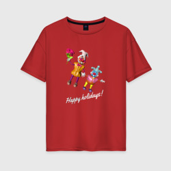 Женская футболка хлопок Oversize Клоуны желают хороших праздников