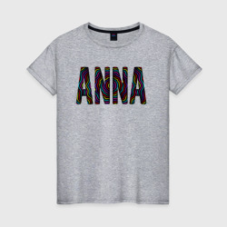 Анна надпись волнистыми линиями – Женская футболка хлопок с принтом купить со скидкой в -20%