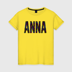 Женская футболка хлопок Анна надпись волнистыми линиями