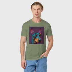 Мужская футболка хлопок Красочный доберман - нейросеть - фото 2
