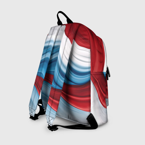 Рюкзак 3D с принтом Белые  синие красные  волны, вид сзади #1