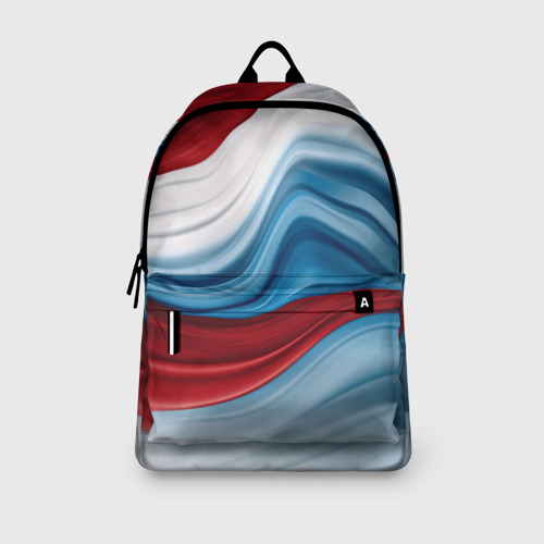 Рюкзак 3D с принтом Белые  синие красные  волны, вид сбоку #3