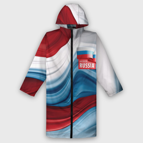 Женский дождевик 3D Флаг России абстракт, цвет белый