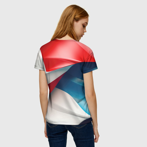 Женская футболка 3D с принтом Красный герб    России, вид сзади #2