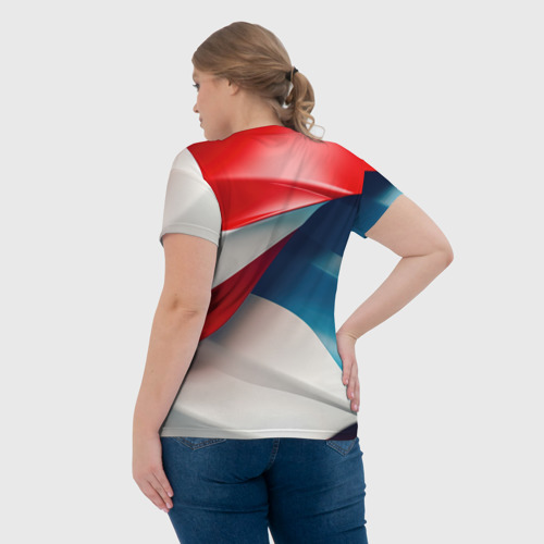 Женская футболка 3D с принтом Красный герб    России, вид сзади #2