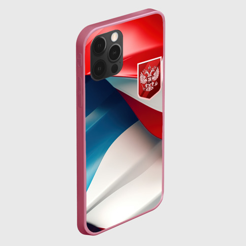 Чехол для iPhone 12 Pro с принтом Красный герб    России, вид сбоку #3