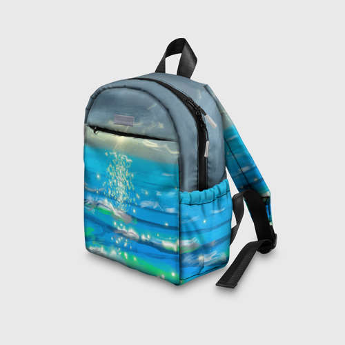 Детский рюкзак 3D с принтом Солнечная дорожка на морских волнах, вид сбоку #3